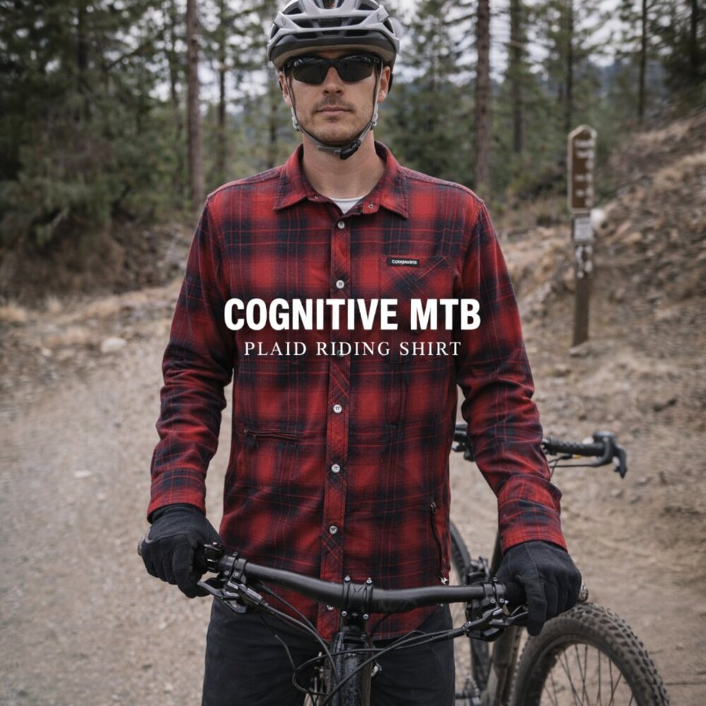 Cognitive MTB Plaid Riding Shirt Red Black Size XL Rear Zip Pocket | Technical